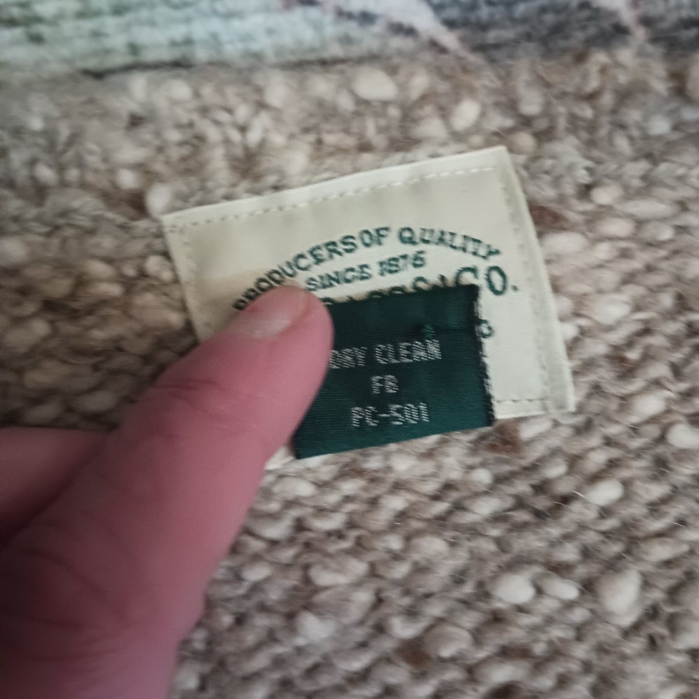 Vintage Bass Co Mens Chunky Knit Wool Grandpa Sweater XL Tan Forest Outdoor - Picture 9 of 11
